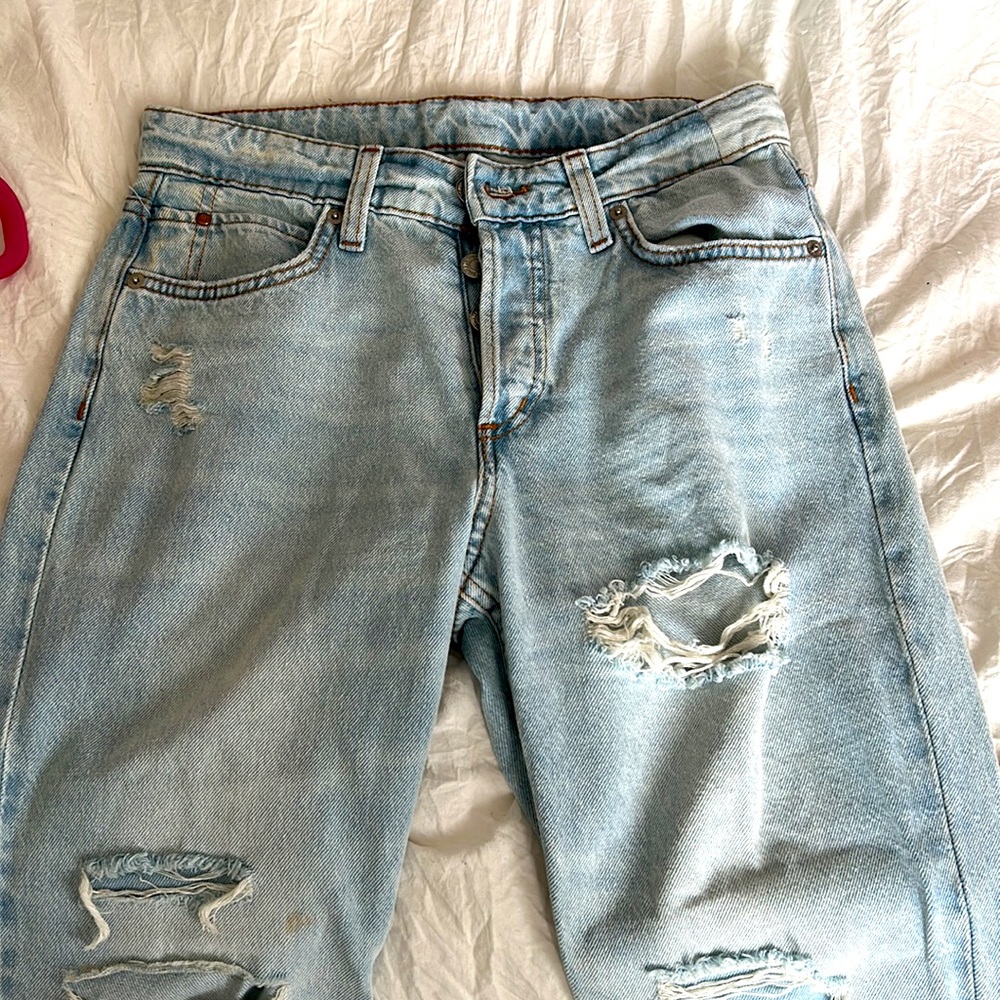 Boyfriend low rise frayed jeans